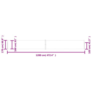 Tenda Laterale Retrattile per Patio 170x1200 cm Marrone 313396