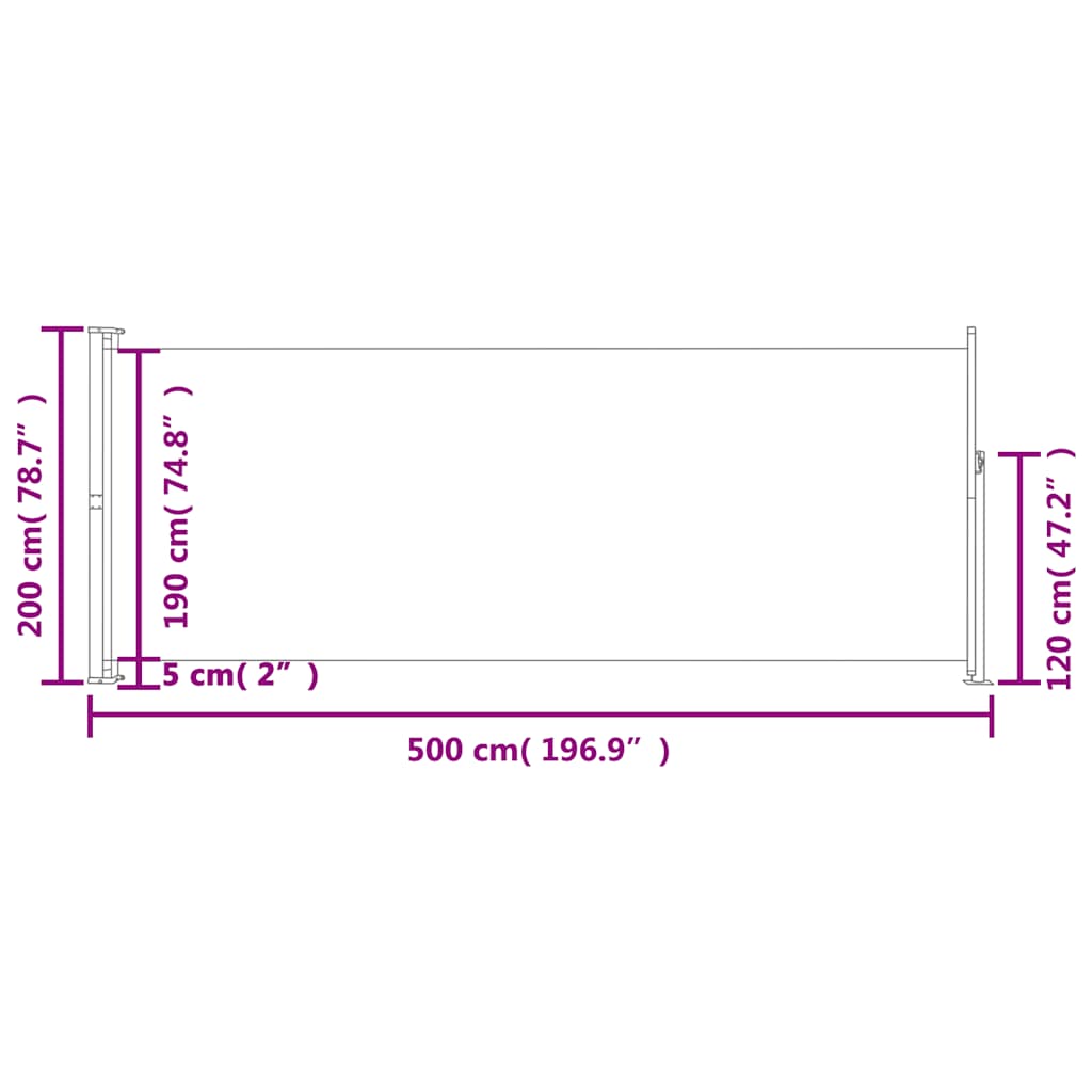 Tenda Laterale Retrattile per Patio 200x500 cm Crema 313418