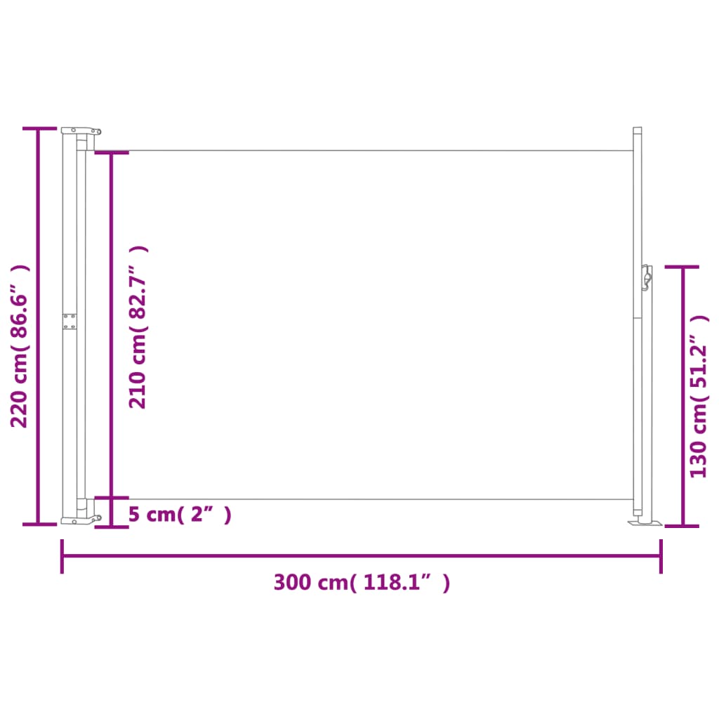 Tenda Laterale Retrattile per Patio 220x300 cm Crema 313424