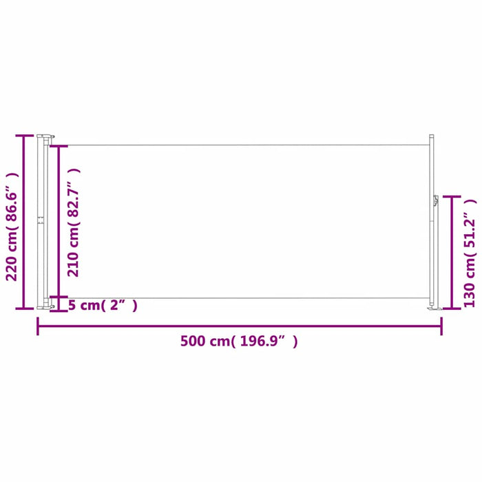 Tenda Laterale Retrattile per Patio 220x500 cm Crema 313430