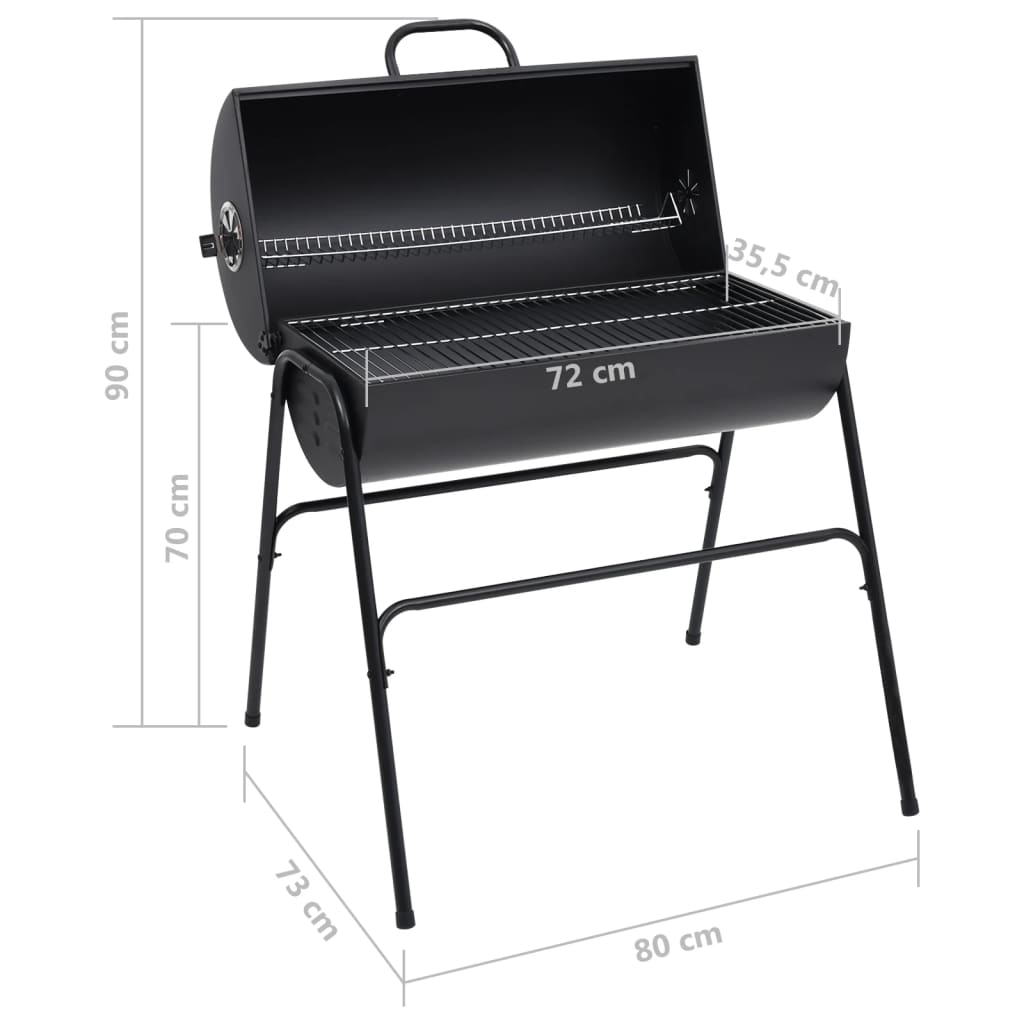 Barbecue a Barile 2 Griglie di Cottura Nero 80x95x90 cm Acciaio 313635