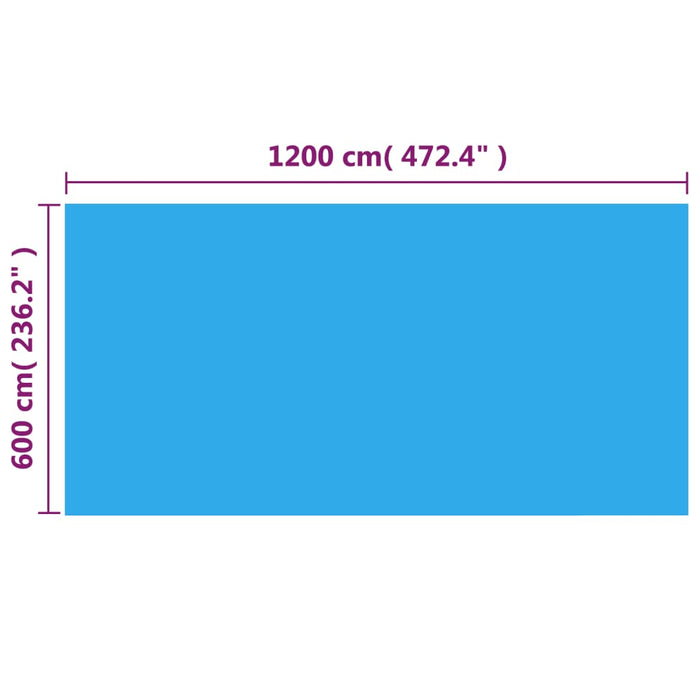 Copripiscina Rettangolare 1200x600 cm in PE Blu cod mxl 47254