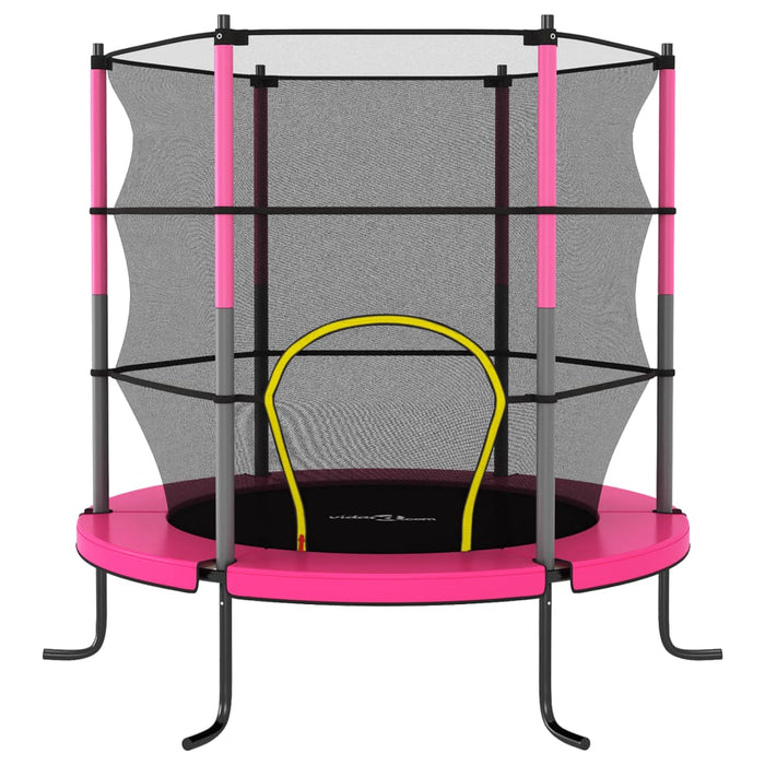 Set Trampolino con Rete di Sicurezza Rotondo 140x160 cm Rosa 92955