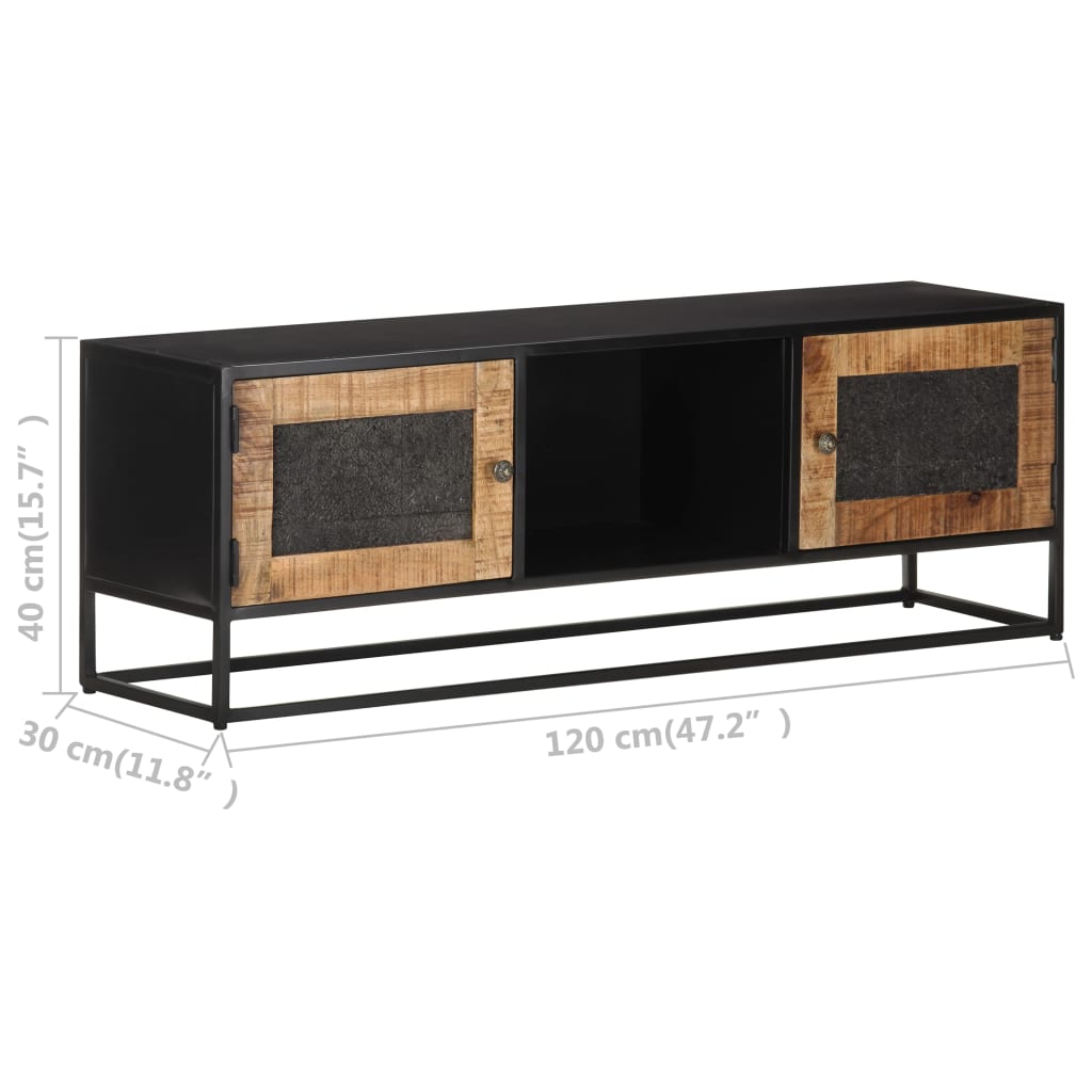 Mobile Porta TV 120x30x40 cm in Legno di Mango Grezzo 323148