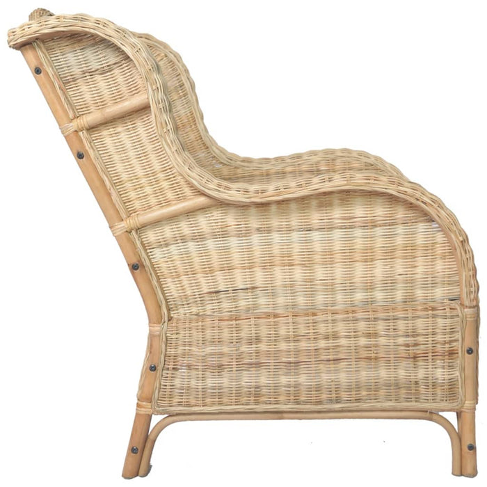 Poltrona con Cuscino in Rattan Naturale e Lino 325463