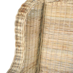 Poltrona con Cuscino in Rattan Naturale e Lino 325463