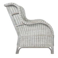 Poltrona con Cuscino Grigio in Rattan Naturale e Lino 325464