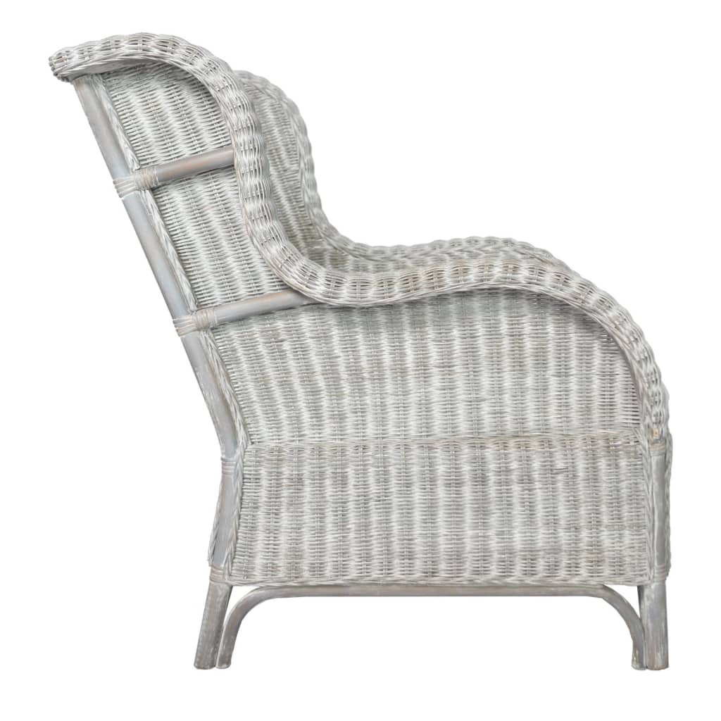 Divano con Cuscino Grigio in Rattan Naturale e Linocod mxl 118492