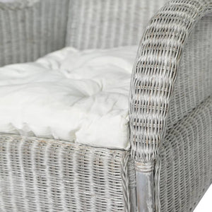 Poltrona con Cuscino Grigio in Rattan Naturale e Lino 325464