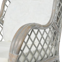 Poltrona con Cuscino Grigio in Rattan Naturale e Lino 325470