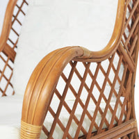 Poltrona con Cuscino Marrone Chiaro in Rattan Naturale e Lino 325471