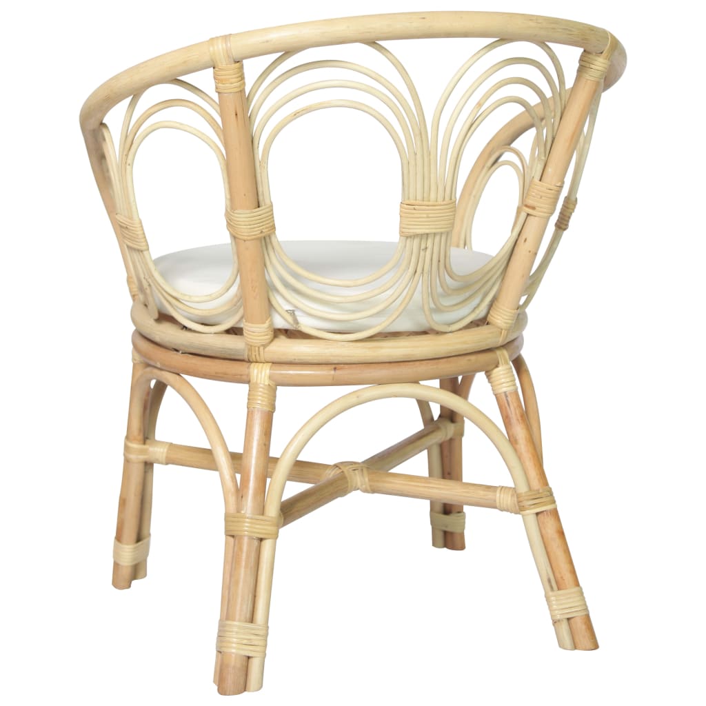 Sedia da Pranzo con Cuscino in Rattan Naturale e Lino 325475