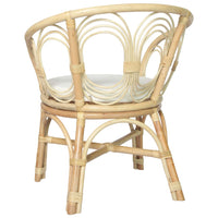 Sedia da Pranzo con Cuscino in Rattan Naturale e Lino 325475