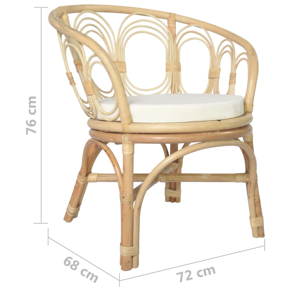 Sedia da Pranzo con Cuscino in Rattan Naturale e Lino 325475