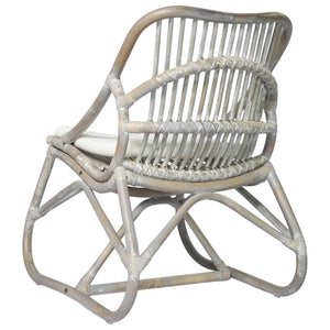 Sedia in Rattan Grigio e Lino