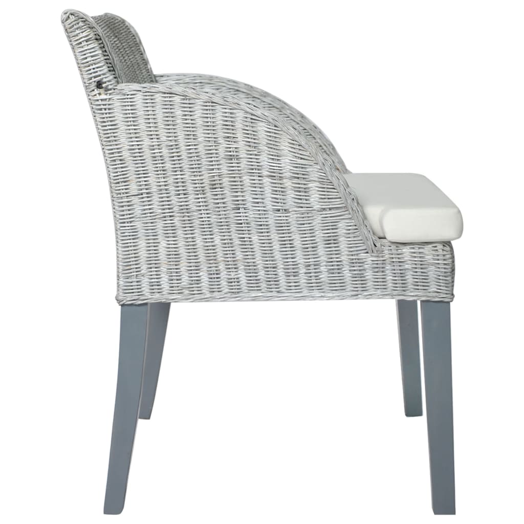 Sedia da Pranzo con Cuscino Grigio in Rattan Naturale 325485