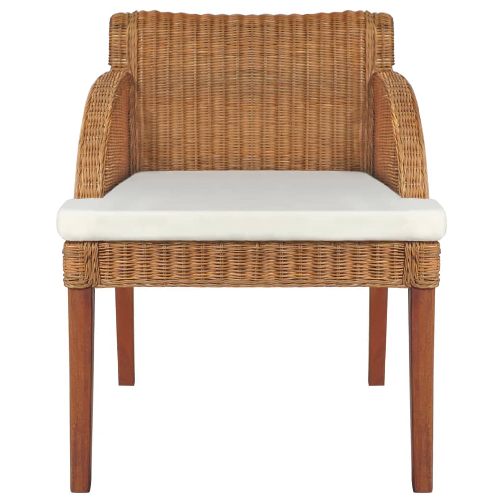 Sedie da Pranzo con Cuscini 2 pz Marrone Chiaro Rattan Naturale 325489