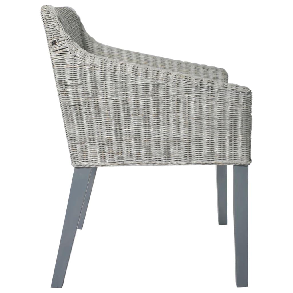 Sedia da Pranzo con Cuscino Grigio in Rattan Naturale 325491