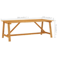 Tavolo da Pranzo da Giardino 206x100x74 cm in Massello Acacia cod mxl 51679