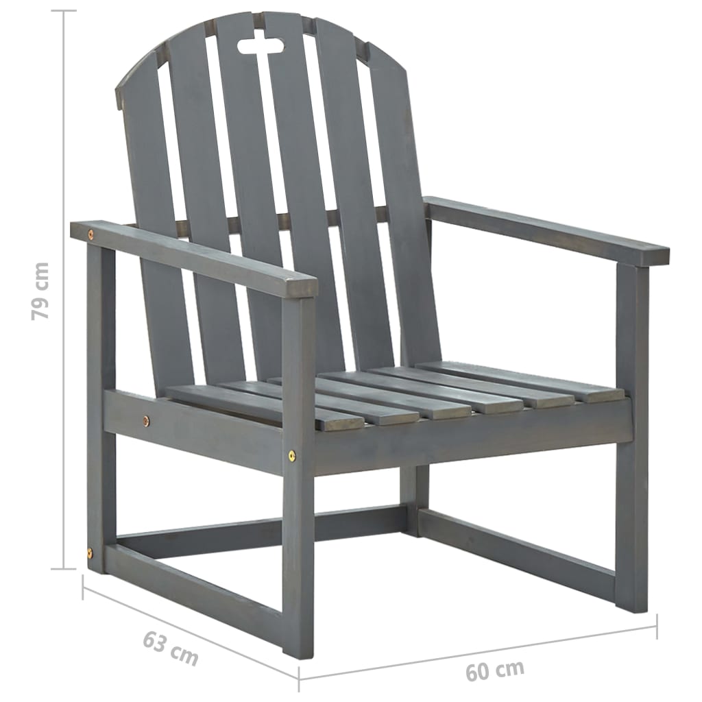 Sedie da Giardino 2 pz Grigie in Legno Massello di Acacia 312419