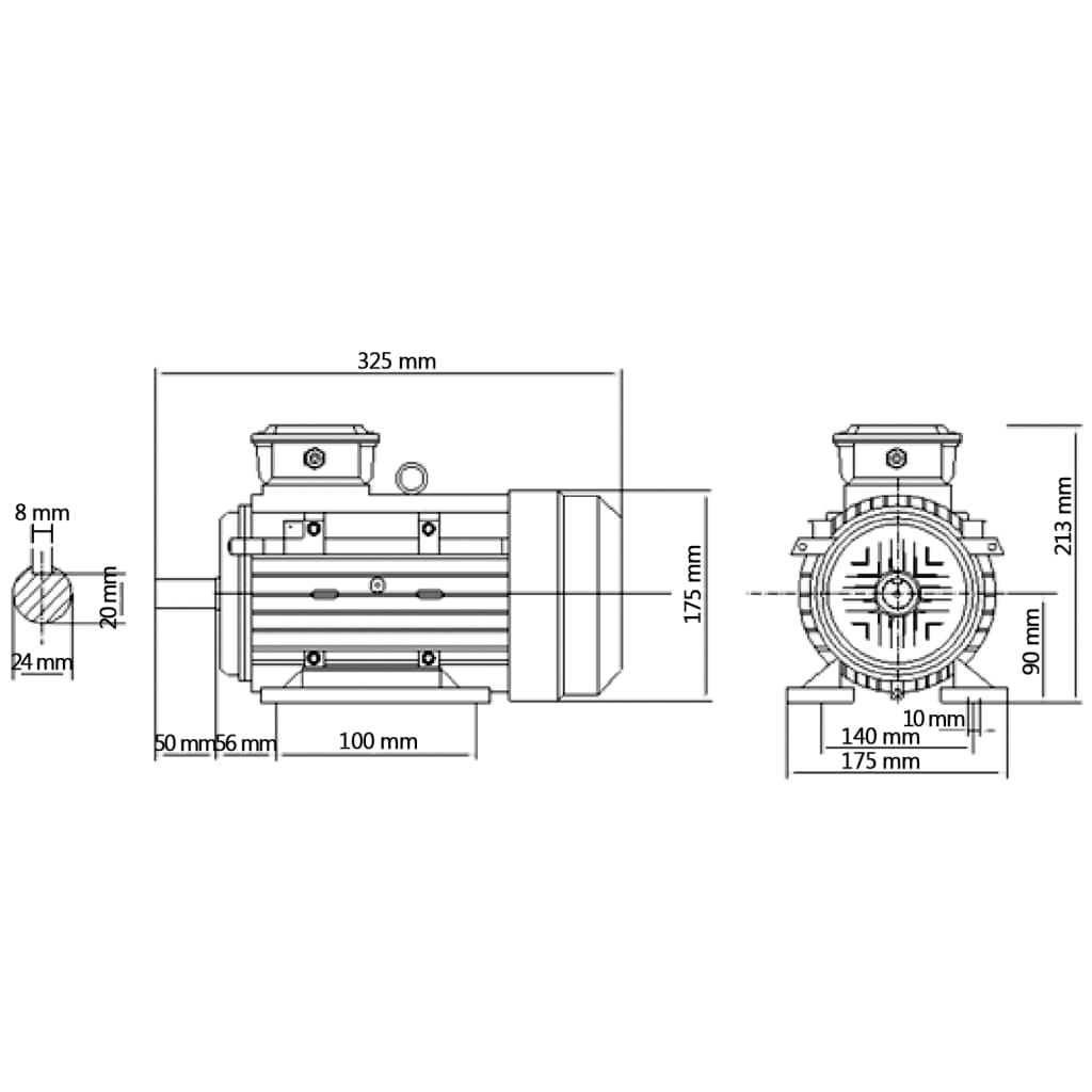 Motore Elettrico Trifase in Alluminio 1,5kW/2HP 2 Poli 2840 RPM cod mxl 73014