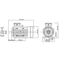 Motore Elettrico Trifase in Alluminio 1,5kW/2HP 2 Poli 2840 RPM cod mxl 73014