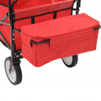 Carrello Pieghevole a Mano con Tettuccio in Acciaio Rosso 147589