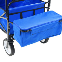 Carrello Pieghevole a Mano con Tettuccio in Acciaio Blu 147590