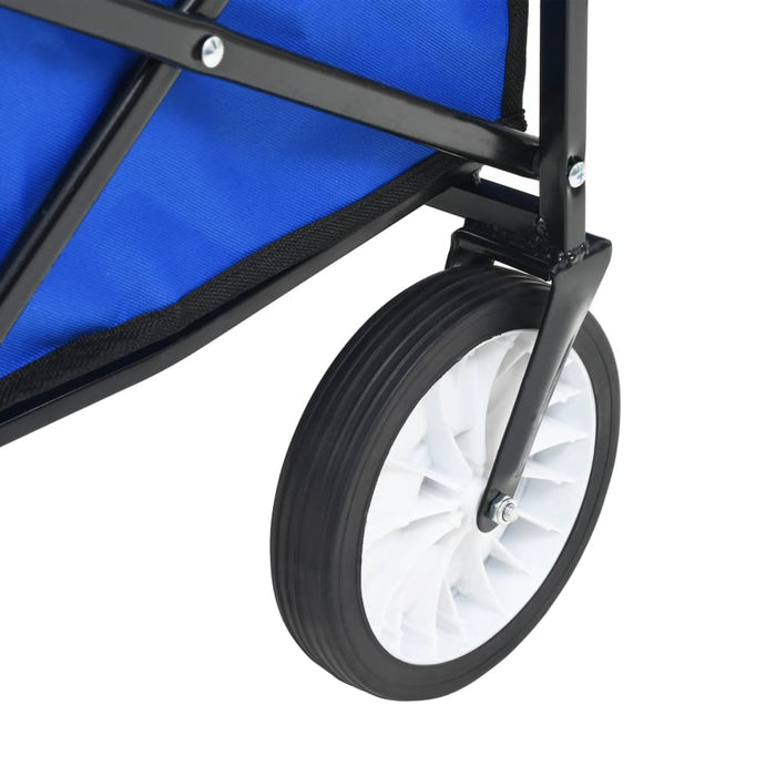 Carrello Pieghevole a Mano con Tettuccio in Acciaio Blu 147590