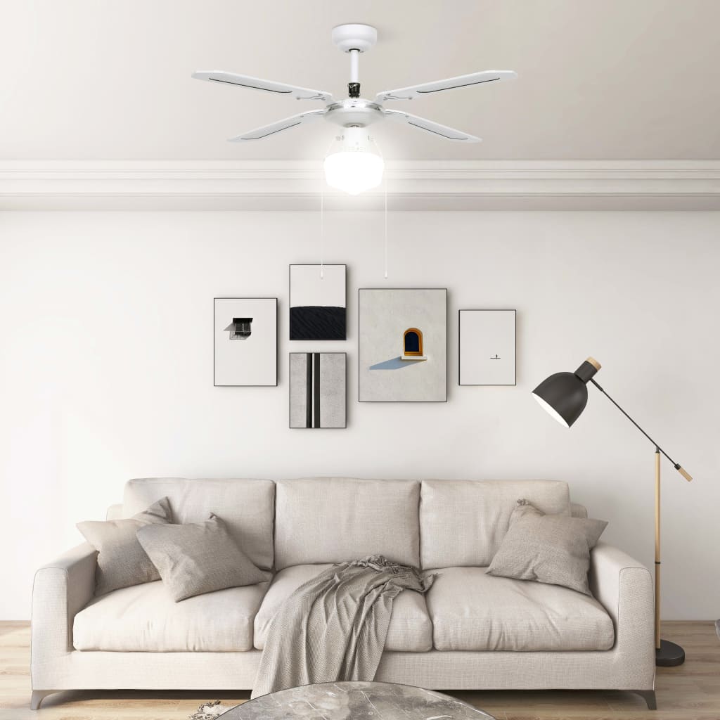 Ventilatore da Soffitto con Luce 106 cm Bianco 51487