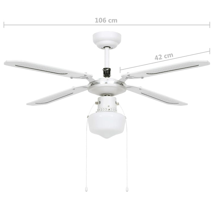 Ventilatore da Soffitto con Luce 106 cm Bianco 51487