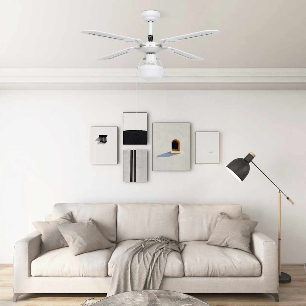 Ventilatore da Soffitto con Luce 106 cm Bianco 51487