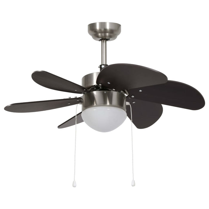 Ventilatore da Soffitto con Luce 76 cm Marrone Scuro 51488