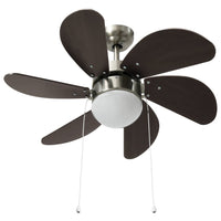 Ventilatore da Soffitto con Luce 76 cm Marrone Scuro 51488