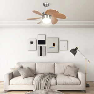 Ventilatore da Soffitto con Luce 76 cm Marrone Chiaro 51489