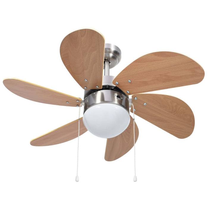 Ventilatore da Soffitto con Luce 76 cm Marrone Chiaro