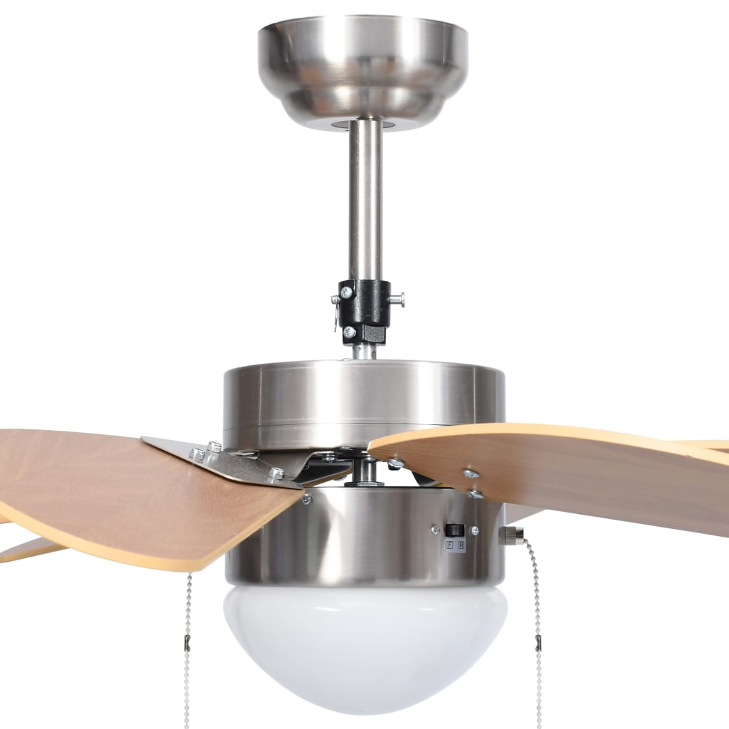 Ventilatore da Soffitto con Luce 76 cm Marrone Chiaro 51489