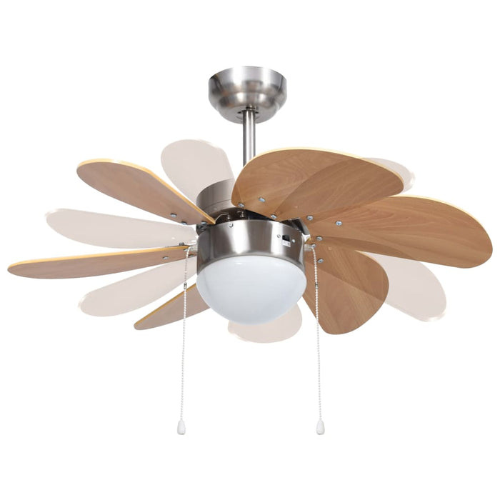 Ventilatore da Soffitto con Luce 76 cm Marrone Chiaro