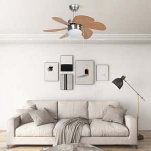 Ventilatore da Soffitto con Luce 76 cm Marrone Chiaro 51489