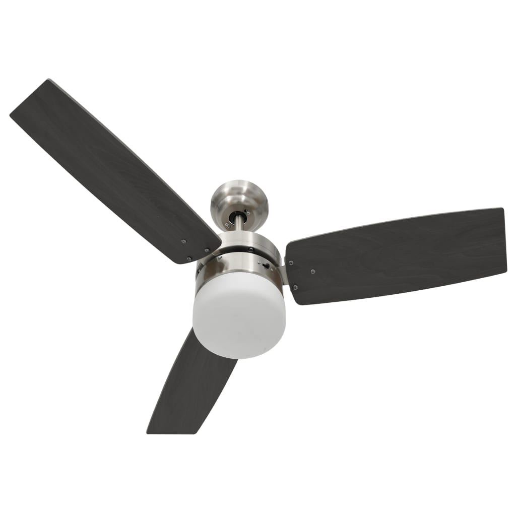 Ventilatore Soffitto con Luce e Telecomando 108cm Marrone Scuro 51491