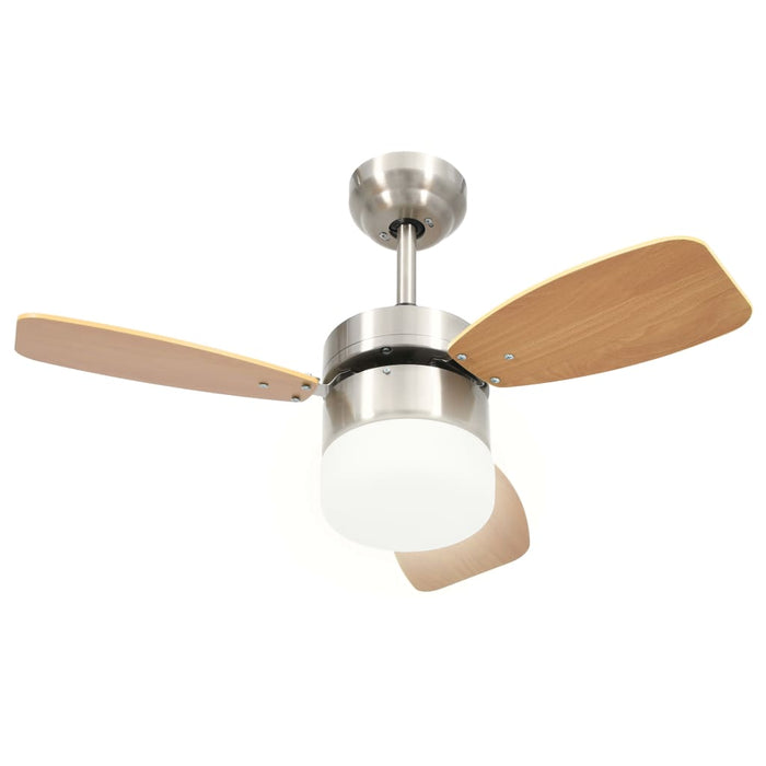 Ventilatore Soffitto Luce e Telecomando 76 cm Marrone Chiaro