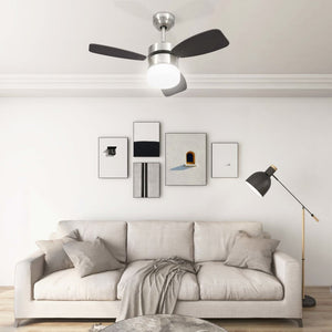 Ventilatore Soffitto con Luce e Telecomando 76 cm Marrone Scuro 51493