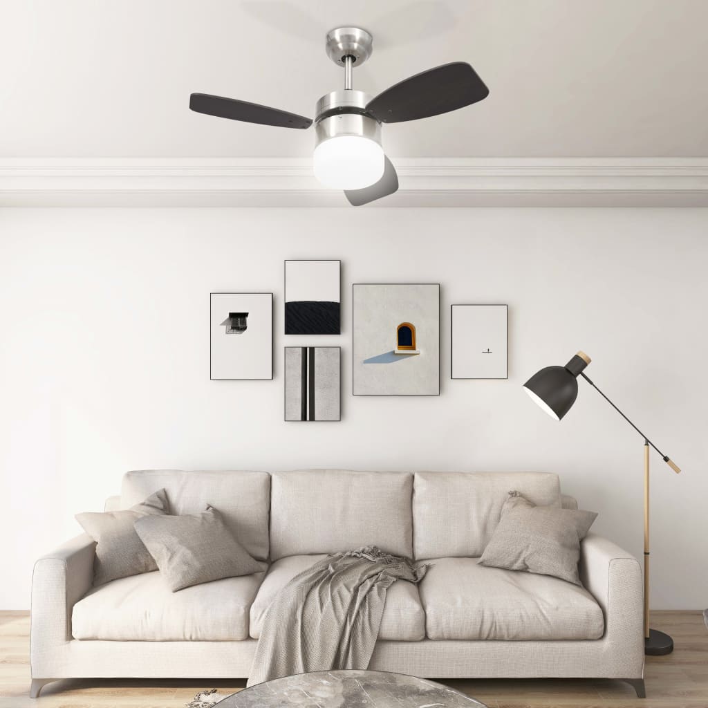 Ventilatore Soffitto con Luce e Telecomando 76 cm Marrone Scuro cod mxl 52941