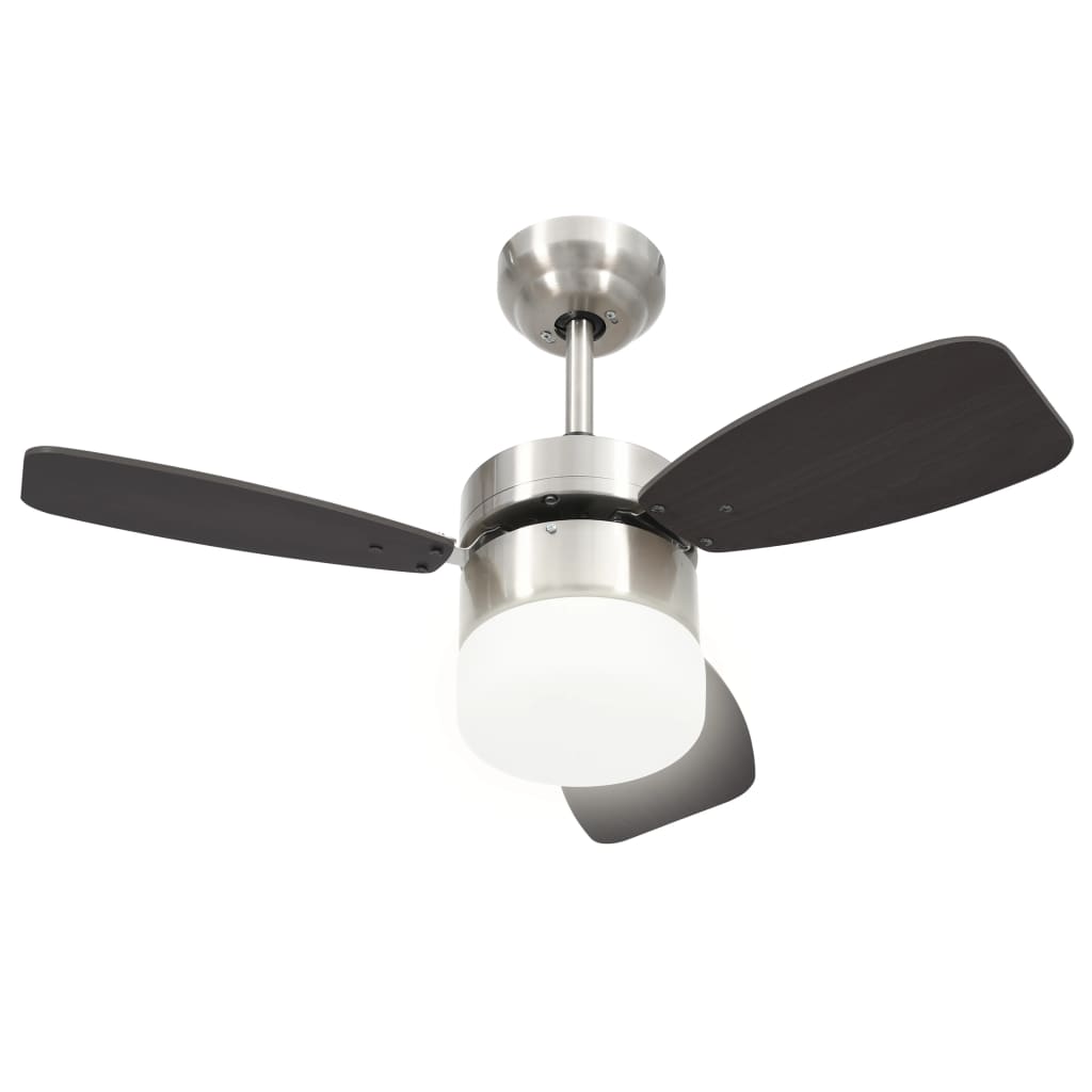 Ventilatore Soffitto con Luce e Telecomando 76 cm Marrone Scuro cod mxl 52941