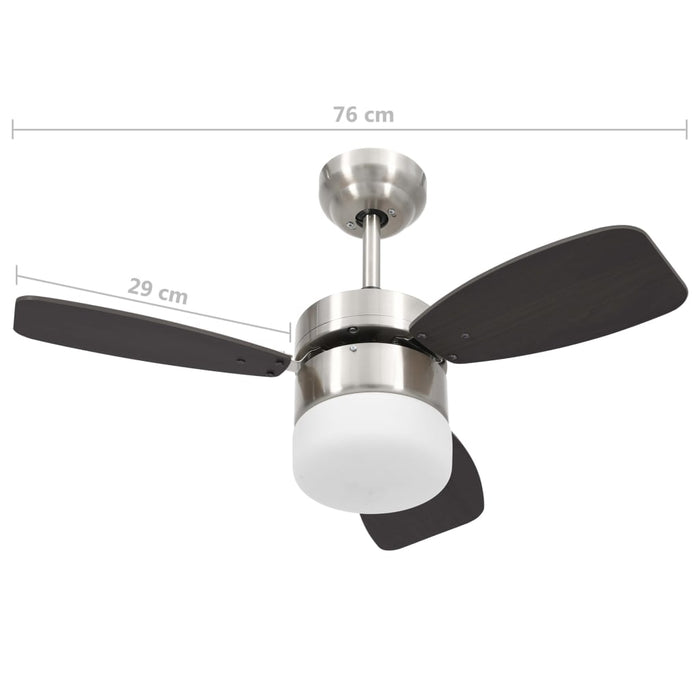 Ventilatore Soffitto con Luce e Telecomando 76 cm Marrone Scuro 51493