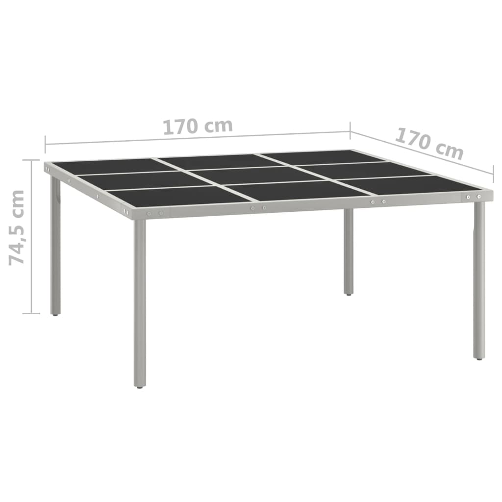 Tavolo da Giardino 170x170x74,5 cm in Vetro e Acciaio cod mxl 34110