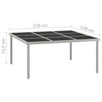 Tavolo da Giardino 170x170x74,5 cm in Vetro e Acciaio cod mxl 34110