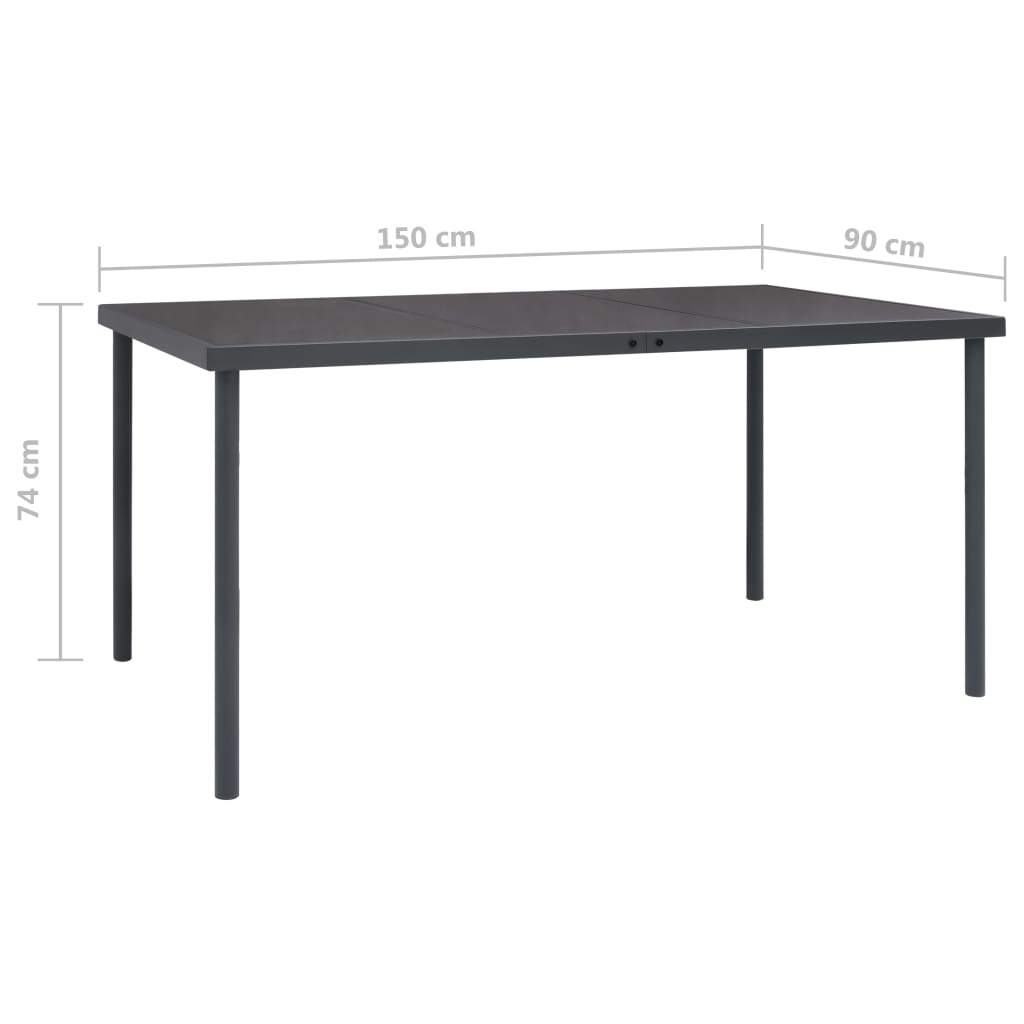 Tavolo da Pranzo per Esterni Antracite 150x90x74 cm in Acciaio 313087