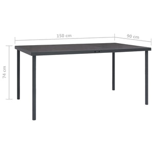 Tavolo da Pranzo per Esterni Antracite 150x90x74 cm in Acciaio 313087