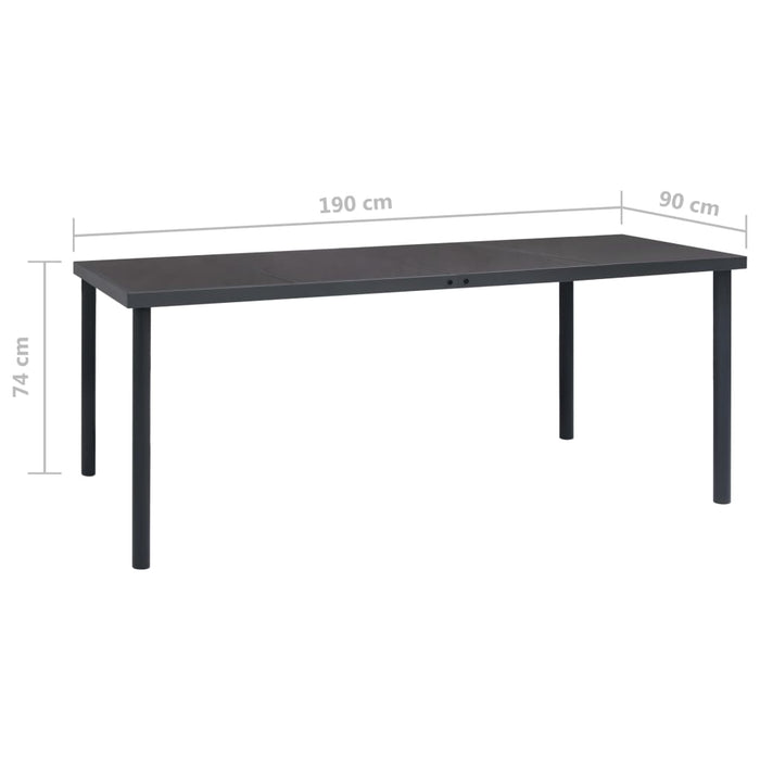 Tavolo da Pranzo per Esterni Antracite 190x90x74 cm in Acciaio cod mxl 34484